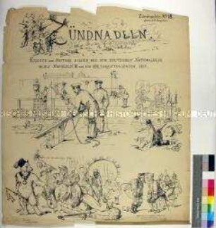 Bilderbogen mit Karikaturen auf den Aufstieg Preußens zur Großmacht mit Ende des Deutsch-Französischen Kriegs und die aufkommende orientalische Frage