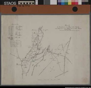 Raum Hesepe-Rieste-Wittefeld: Straßenkarte mit Streckenmaßen für die Straßen Hesepe-Malgarten-Wittefeld, Sögeln-Rieste und Hesepe-Rieste. (1870) "Charte der Landstraße von Hesepe über Sögeln und Malgarten nach Wittelfeld im Amte Vörden" Ausf.-Art: Kopie nach der hannov. General-Stabs-Charte Herst.: Gerig Format: 48 x 60 cm Maßstab: 1 : 21333