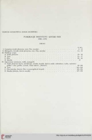 Publikacje Instytutu Sztuki PAN 1950-1970