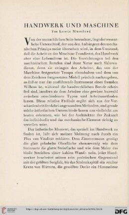 Handwerk und Maschine