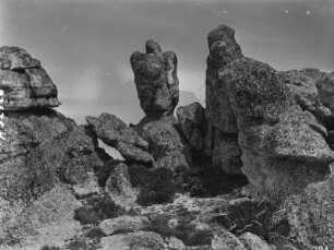 Verwitterungsformen : Gestein das unterschiedlich verwittert ist auf dem Puerto de Pena Aguda, Campiña de Neila, Provincia de Burgos