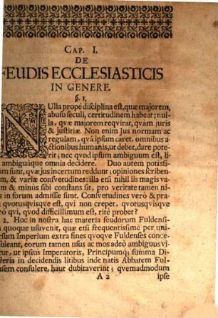 Disputatio Iuridica De Feudis Fuldensibus, Von Fuldischen Lehen