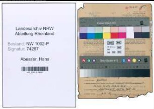 Entnazifizierung Hans Abesser , geb. 04.05.1903 (Schreiner)