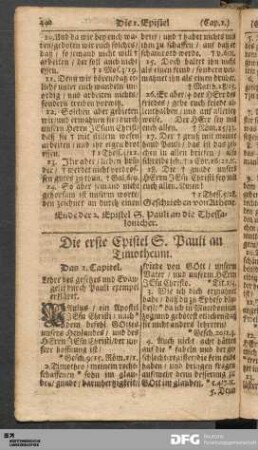 Die erste Epistel S. Pauli an Timotheum.