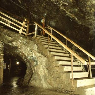 Grünhain-Waschleithe, Am Fürstenberg 6. Schaubergwerk "Herkules-Frisch-Glück" Waschleithe. Aufgang zum kleinen See