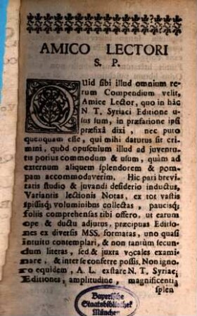 Notae Criticae In Novum Testamentum Syriacum : Quibus Praecipua variae punctationis Exempla, aliaeq[ue] variantes lectiones, quae observationem merentur, inter se conferuntur