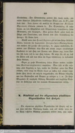 X. Rückblick auf die allgemeinen physischen Eigenschaften des Holzes