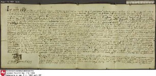 1578, Notariatsinstrument über die Collation des Archdiakonats von Nadel und Wursten an Ortgiese Schulte.