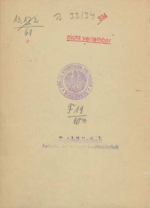 Stempel: Kön. Pr. Ministerium des Innern. Bibliothek