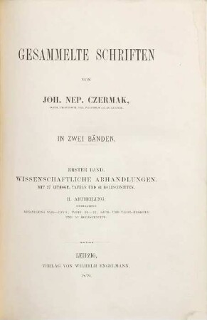 Gesammelte Schriften : in zwei Bänden. 1,2, Wissenschaftliche Abhandlungen. Abt. 2