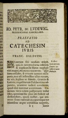 Praefatio Ad Catechesin Iuris Franc. Balduini