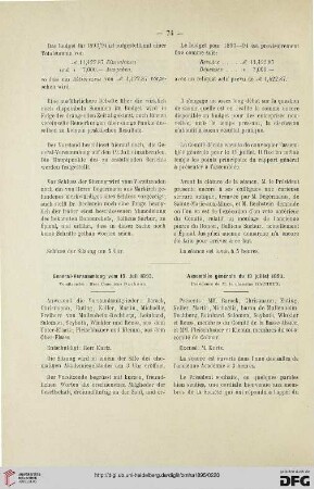 General-Versammlung vom 19. Juli 1893 / Assemblée générale du 19 juillet 1893