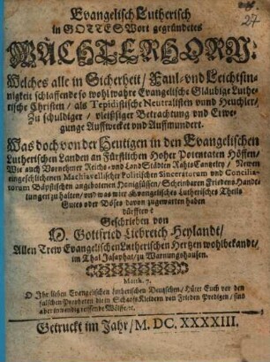 Evangelisch-Lutherisch ... Wächterhorn