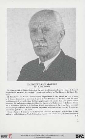 Kazimierz Michałowski in memoriam