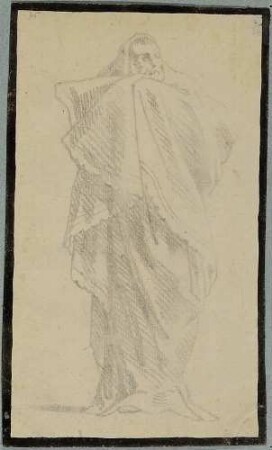 Figurenstudie, in einen Mantel gehüllt