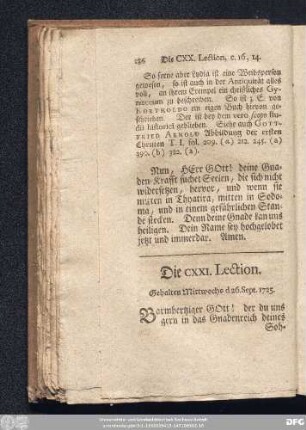 Die CXXI. Lection. Gehalten Mittwochs d. 26. Sept. 1725.