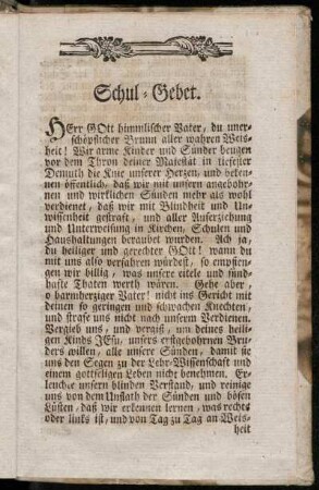 Schul-Gebet