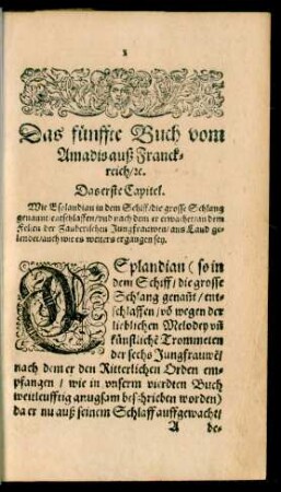 Das fünffte Buch vom Amadis auß Franckreich/ c.
