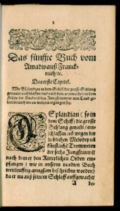 Das fünffte Buch vom Amadis auß Franckreich/ c.