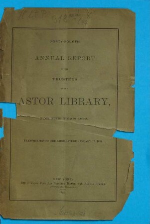 Annual report of the trustees of the Astor Library : for the year ... 1892 (1893) = 44