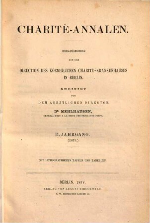 Charité-Annalen. 2. 1875 (1877)