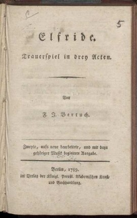 Elfride : Trauerspiel in drey Acten