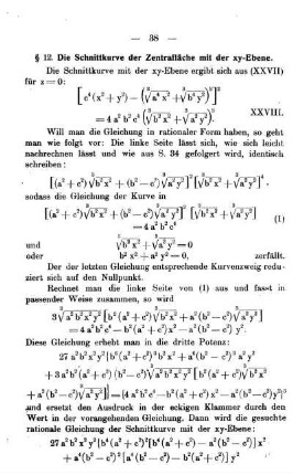 § 12. Die Schnittkurve der Zentrafläche mit der xy-Ebene