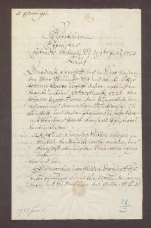 Johann Jakob Thome, Schultheiß zu Bauschlott, verkauft an die Herrschaft Wiesen daselbst