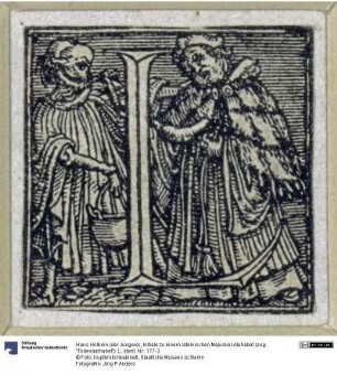 Initiale zu einem lateinischen Majuskel-Alphabet (sog. "Todesalphabet"): L