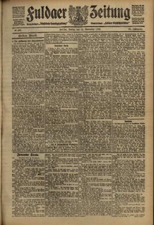Erste Ausgabe vom Freitag, den 12. November 1909.