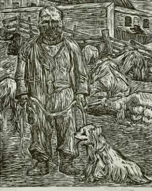 Schweinemeister mit Hund