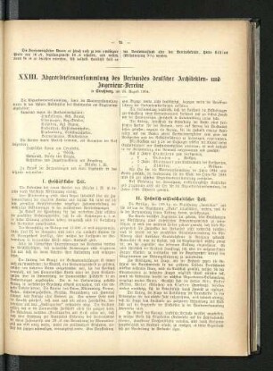 XXII. Abgeordnetenversammlung des Verbandes deutscher Architekten- und Ingenieur-Vereine in Straßburg