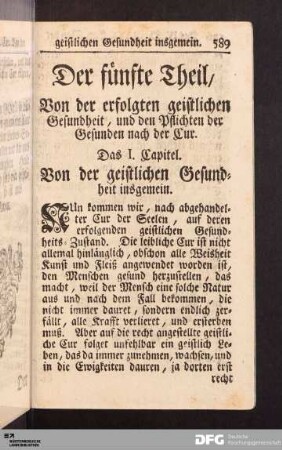 Das I. Capitel. Von der geistlichen Gesundheit insgemein.