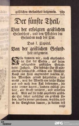 Das I. Capitel. Von der geistlichen Gesundheit insgemein.