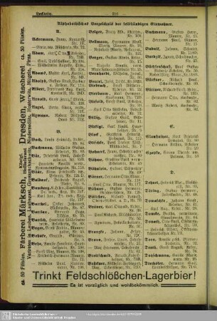 Einwohnerverzeichnis : Alphabetisches Verzeichnis der selbständigen Einwohner