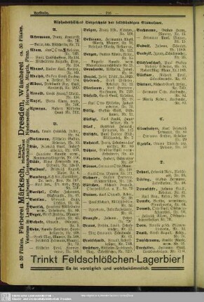 Einwohnerverzeichnis : Alphabetisches Verzeichnis der selbständigen Einwohner