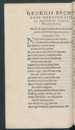 Georgii Buchanani Paraphrasis In Secundum Librum Psalmorum.