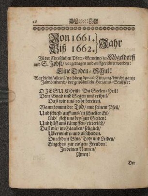 Von 1661. Biß 1662. Jahr