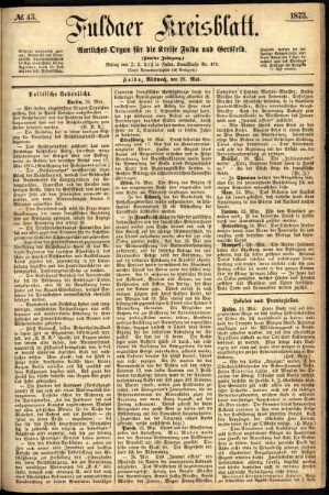 Ausgabe vom Mittwoch, den 28. Mai 1873.