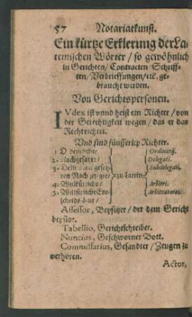 Ein kürtze Erklerung der Lateinischen Wörter ...