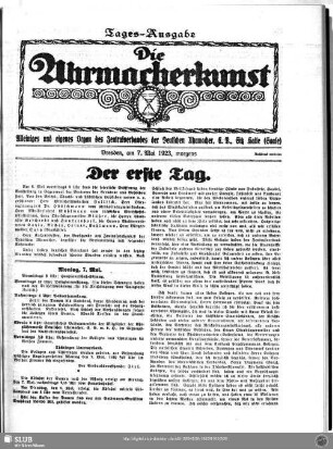 Die Uhrmacherkunst. Tages-Ausgabe (7. Mai 1923)