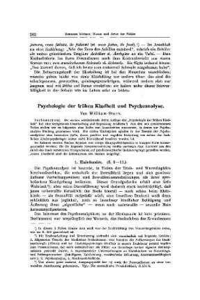 Psychologie der frühen Kindheit und Psycholoanalyse