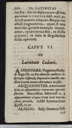 Caput VI. De Latinitate Cadente