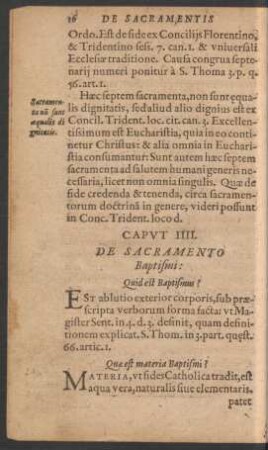 Caput IIII. De Sacramento Baptismi: