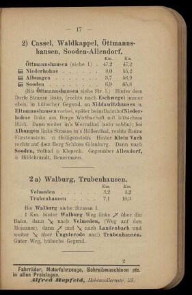 2) Cassel, Waldkappel, Öttmannshausen, Sooden-Allendorf