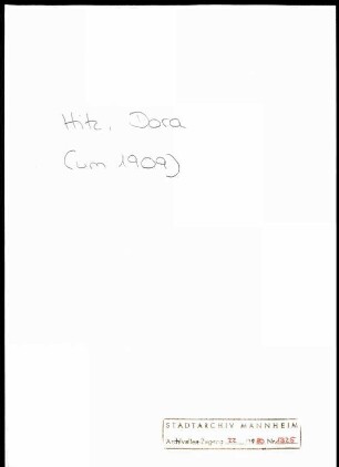 Hitz, Dora, [Berlin], an Wichert