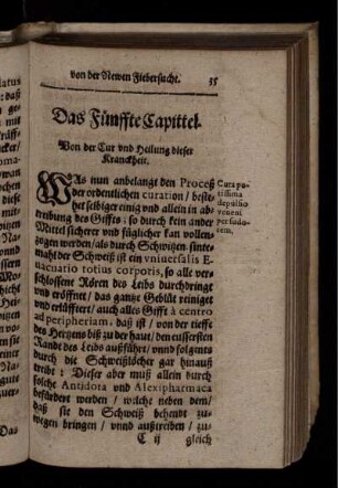 Das Fünffte Capittel. Von der Cur und Heilung dieser Kranckheit