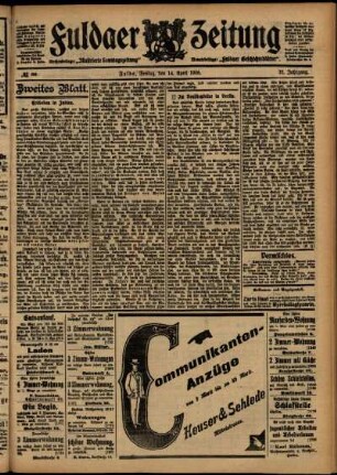 Zweite Ausgabe vom Freitag, den 14. April 1905.