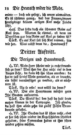 Dritter Auftritt. Die Vorigen und Hannswurst