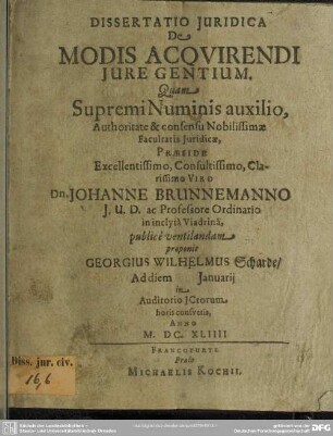 Dissertatio De modis acquirendi jure gentium